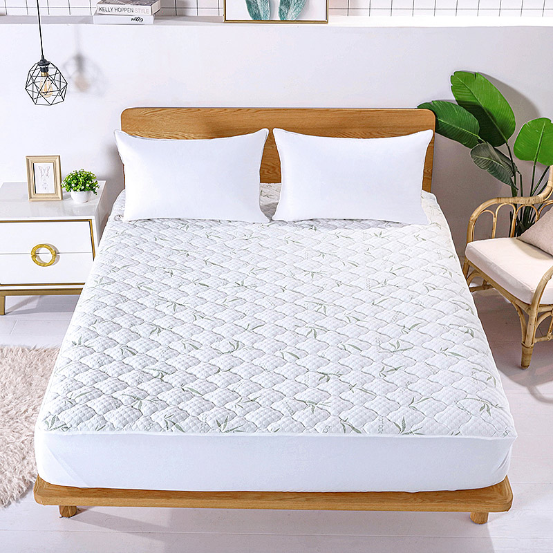 Natural anti bacterial bamboo anti dust mite anti allergy quilted mattress pad cover  (6)