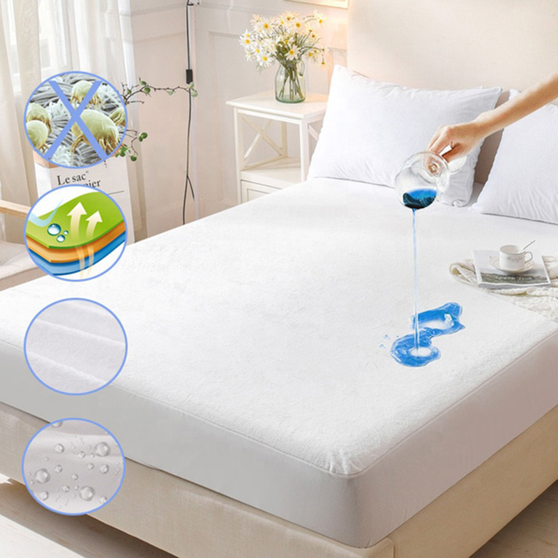 100 cotton terry waterproof mattress protector fitted style  (9)