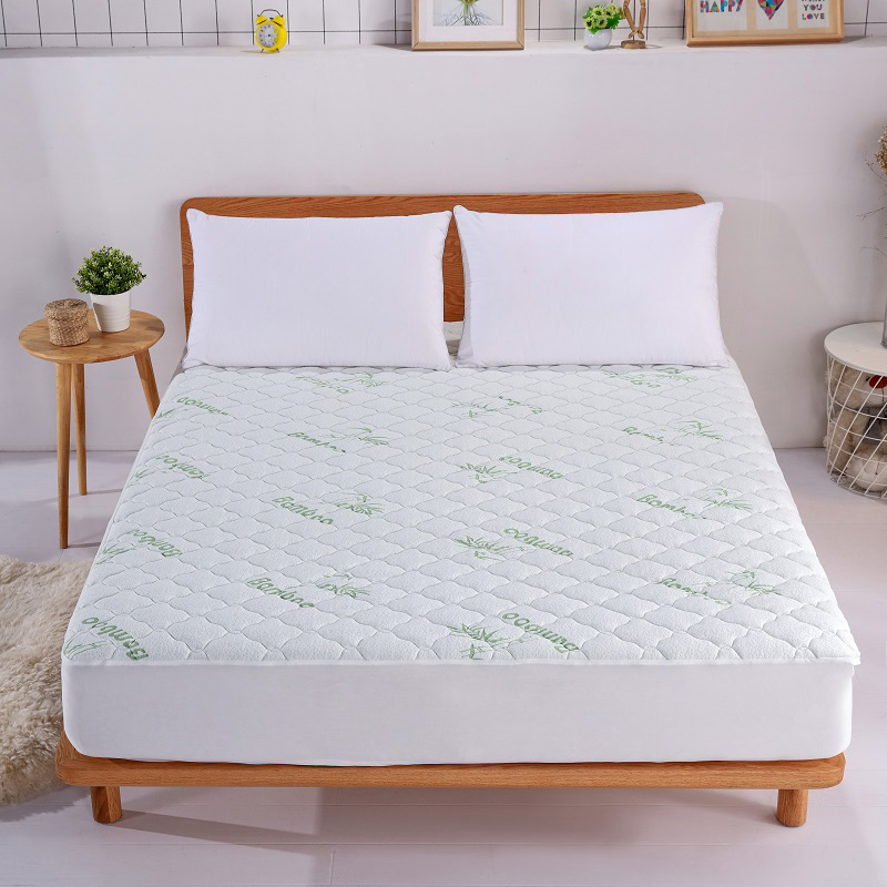 Natural anti bacterial bamboo anti dust mite anti allergy quilted mattress pad cover  (1)