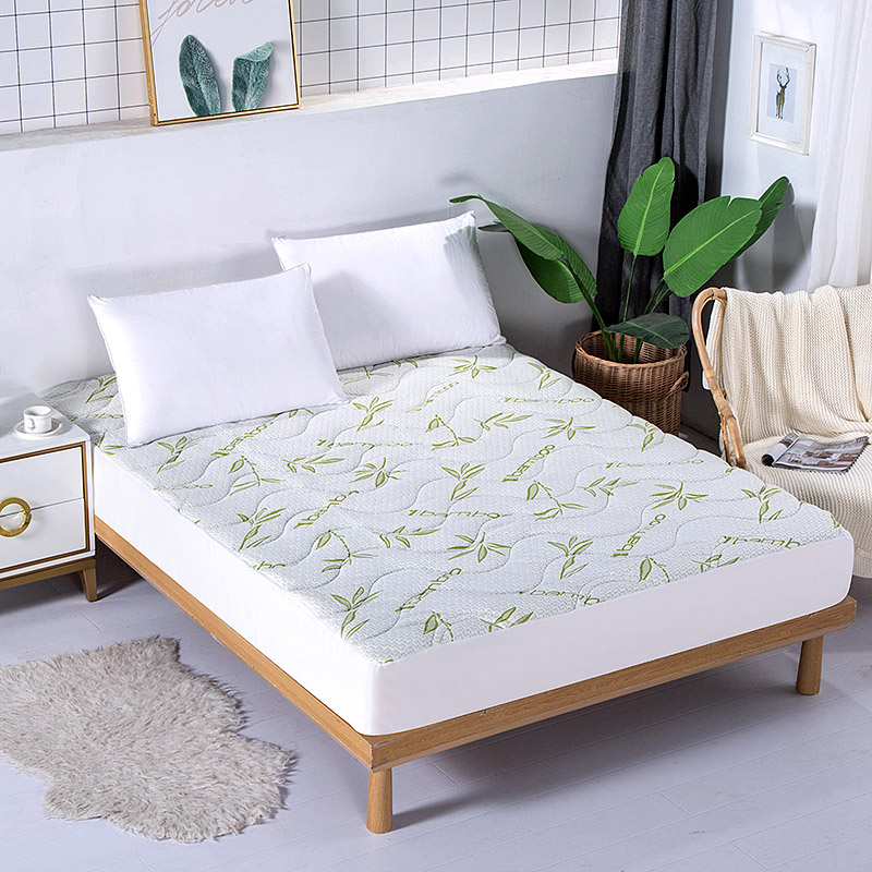 Natural anti bacterial bamboo anti dust mite anti allergy quilted mattress pad cover  (7)